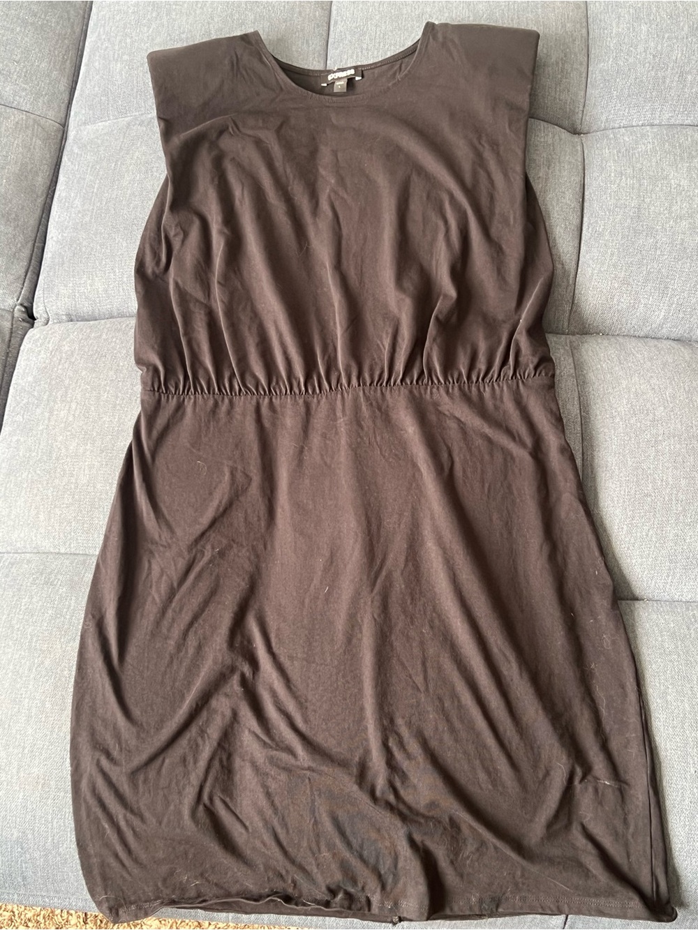 Sleeveless Black Elastic-Waist Women's Dress